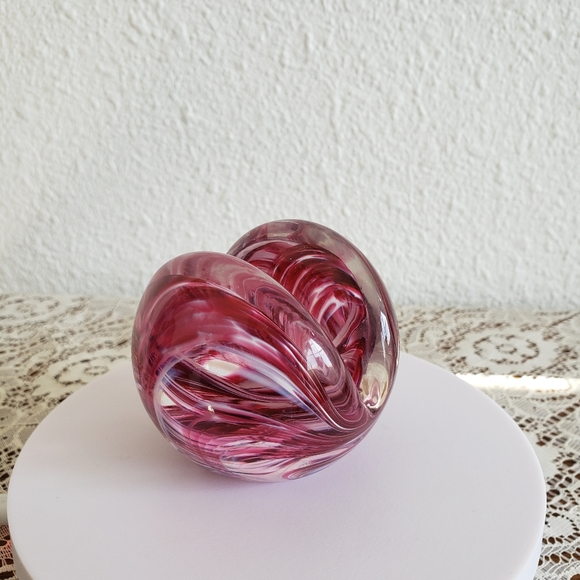 Swirl Granberry  Blown Glass Paper Weight Note Holder GES 11 EPC # - Picture 12 of 13